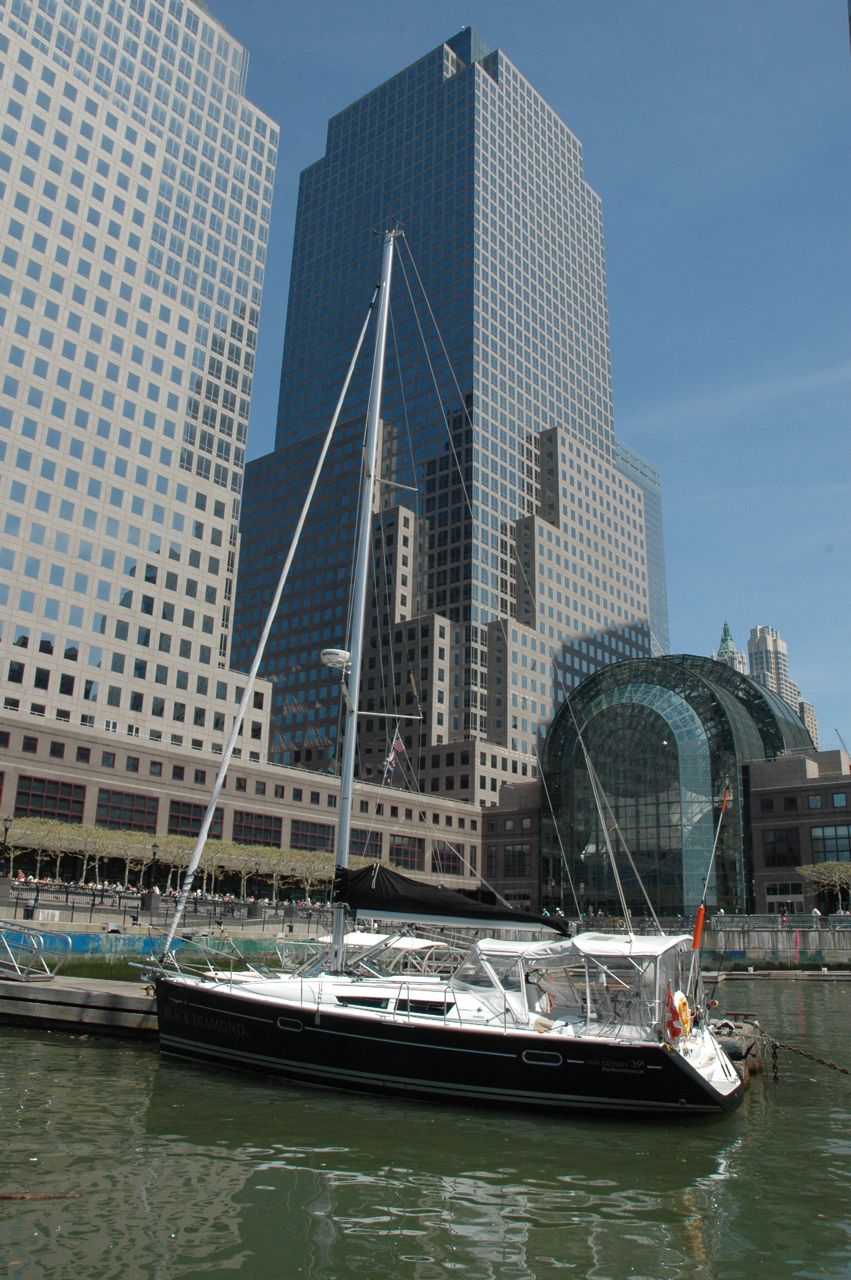 We docked at the foot of the World Trade Center Site, Financial Yacht basin.